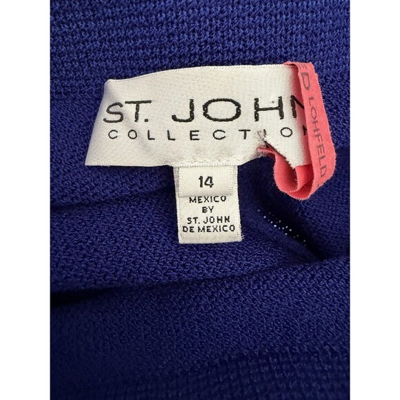 St.John Collection Pants Womens 14 Blue Santana Knit Straight Pull On Dress Pant - Picture 10 of 12